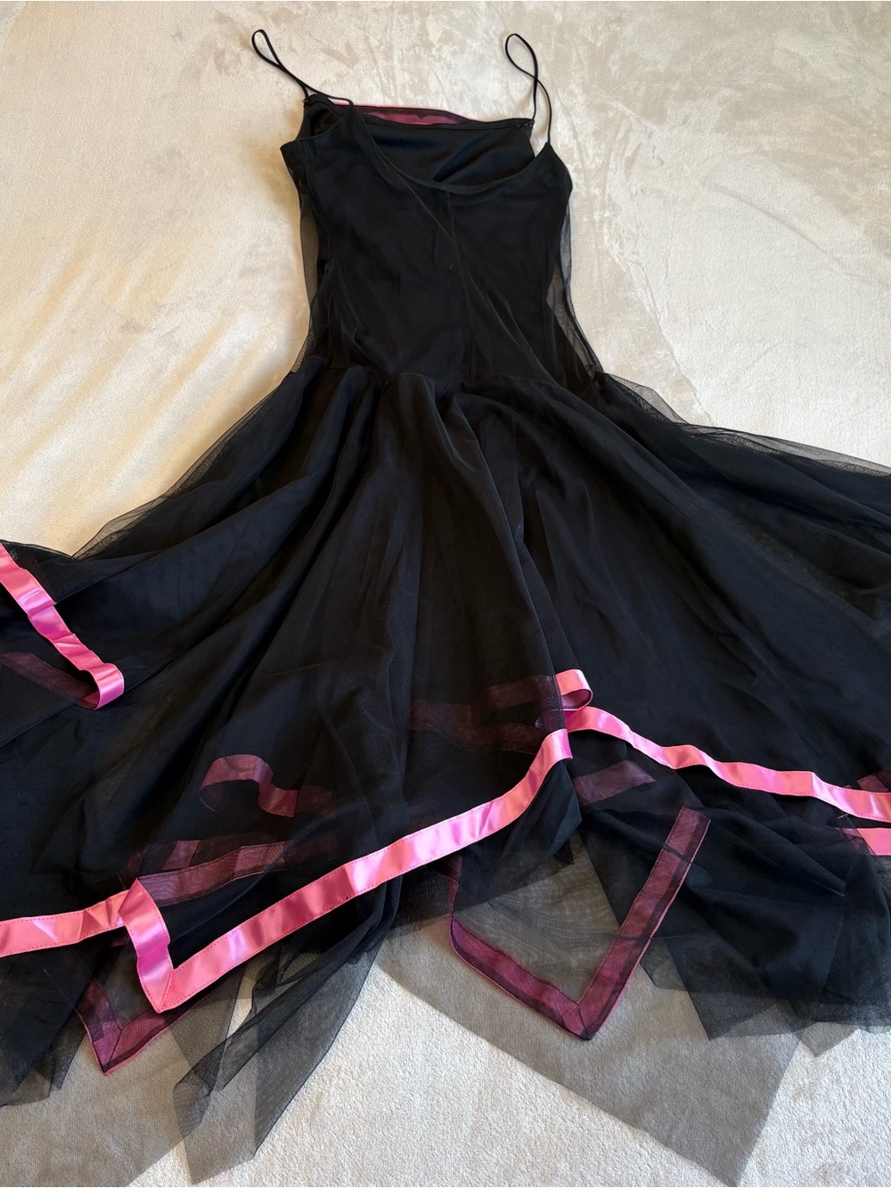 Windsor black dress with pink ribbon trim - Picture 3 of 5